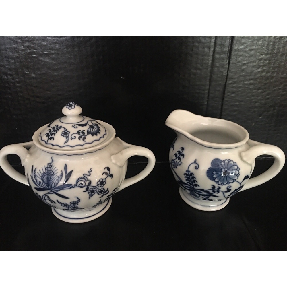 Vintage BLUE DANUBE JAPAN CREAMER and sugar block rectangle backstamp